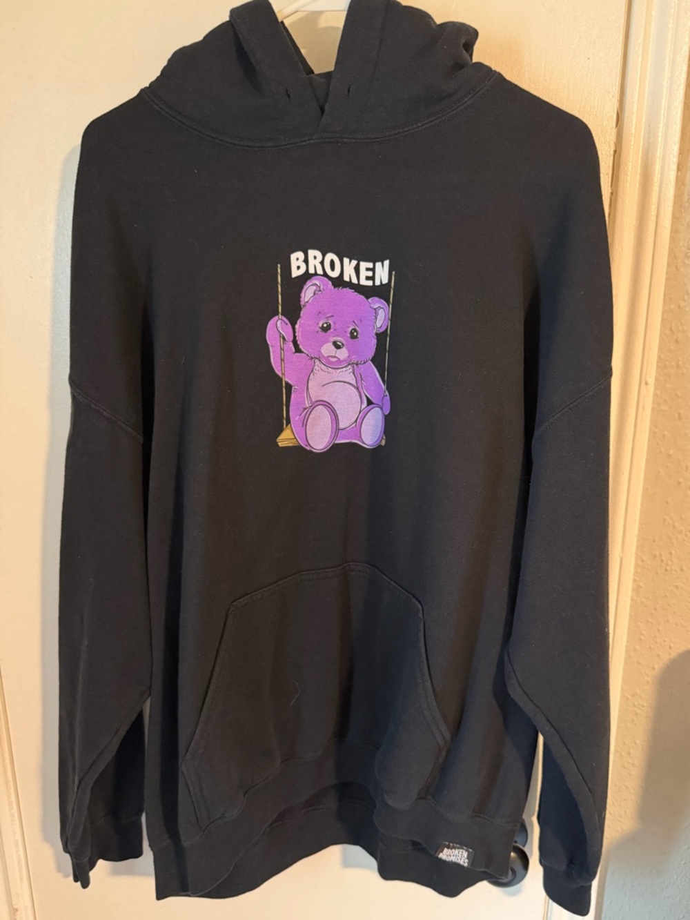 BROKEN PROMISES
 Hoodie with Purple Teddy Graphic -